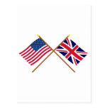 US and United Kingdom Crossed Flags Post Cards