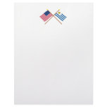 US and Uruguay Crossed Flags Letterhead Template