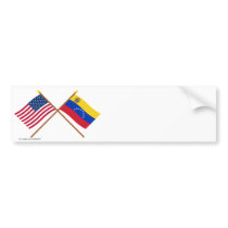 US and Venezuela Crossed Flags Bumper Sticker
