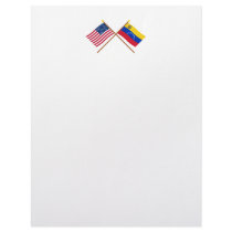 US and Venezuela Crossed Flags Letterhead Template