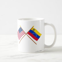 US and Venezuela Crossed Flags Mugs