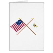 US and Virgin Islands Crossed Flags Greeting Card