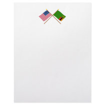 US and Zambia Crossed Flags Personalized Letterhead