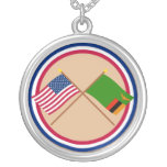 US and Zambia Crossed Flags Pendants