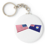 US & Anguilla Flags Key Chains