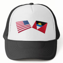 US & Antigua and Barbuda Flags Trucker Hats