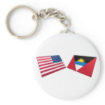 US &amp; Antigua and Barbuda Flags Keychains