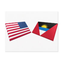 US & Antigua and Barbuda Flags postcards