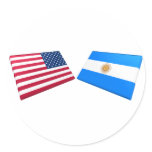 US &amp; Argentina Flags Round Stickers