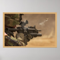 US Army Shell casing flies out M-4 rifle Poster
