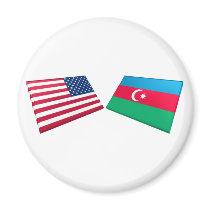 US & Azerbaijan Flags Fridge Magnets