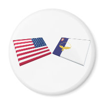US & Azores Flags Magnet