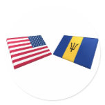 US & Barbados Flags Stickers