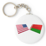 US & Belarus Flags Key Chains