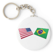 US & Brazil Flags Key Chains