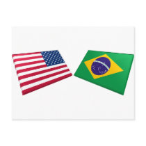 US & Brazil Flags Post Card