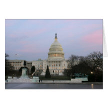 US Capitol at winter dusk Greeting Cards
