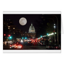 US Capitol Building at night with full moon Card