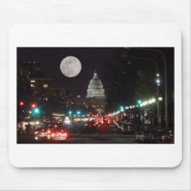US Capitol Building at night with full moon mousepads