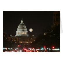 US Capitol Building Full Moon Card