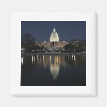 US Capitol Building Night Fridge Magnet
