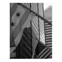 US & Chicago city flag Postcard