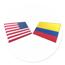 US & Colombia Flags stickers
