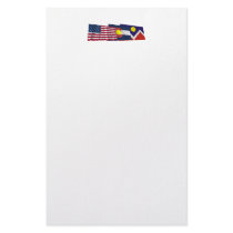 US, Colorado and Denver Flags Personalized Stationery