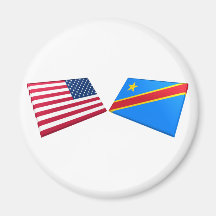 US & Congo Democratic Republic Flags Refrigerator Magnets