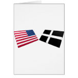 US & Cornwall Flags Cards