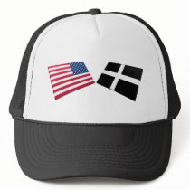 US & Cornwall Flags hats
