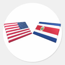 US & Costa Rica Flags Stickers