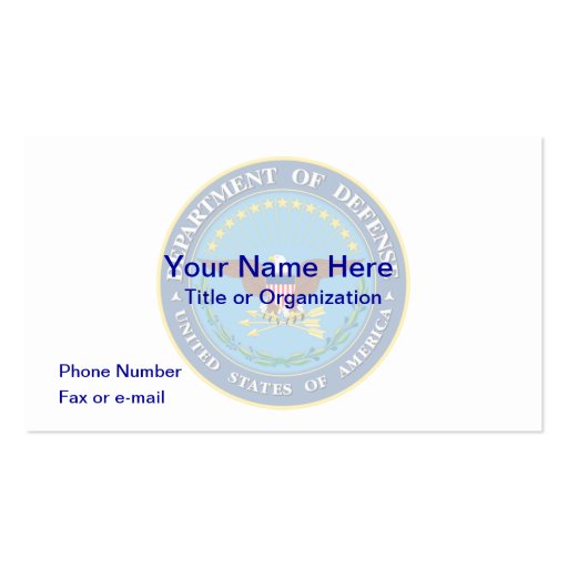 US Department of Defense Business Card (front side)