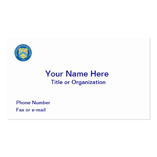 US Department of Treasury Business Card