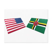 US & Dominica Flags Postcards