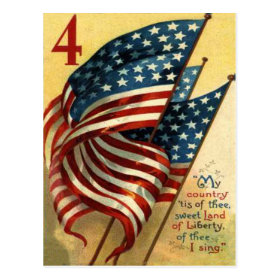 US Flag 4th of July Postcard