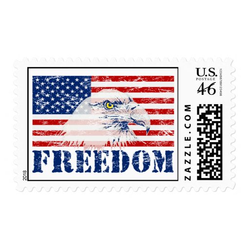 US Flag & American Bald Eagle FREEDOM Stamps