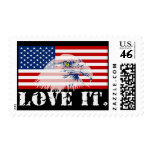 US Flag & American Bald Eagle LOVE IT Stamps