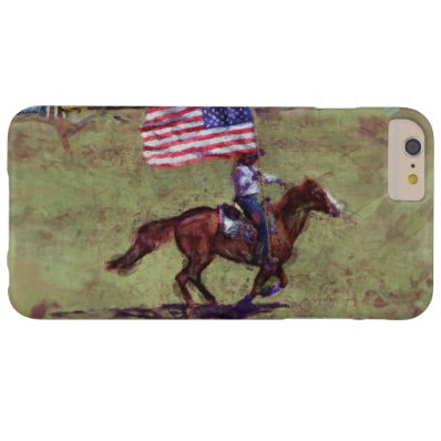 US Flag and Horse Cowgirl American Rodeo Art Barely There iPhone 6 Plus Case