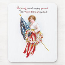 US Flag, Boy and Wreath Vintage Patriotic Mousepads