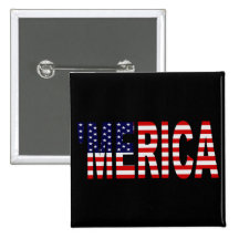 US Flag 'MERICA Button Pin
