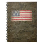 US flag on Camo Background Spiral Notebooks