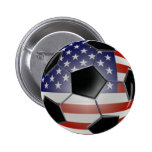 US Flag Soccer Ball Pinback Button
