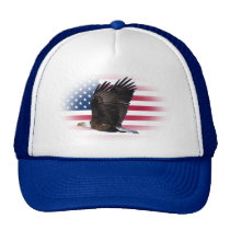 US Flag with Eagle Trucker Hat hats
