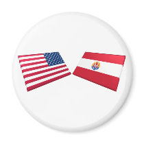 US & French Polynesia Flags magnets