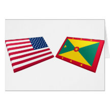 US & Grenada Flags Greeting Cards