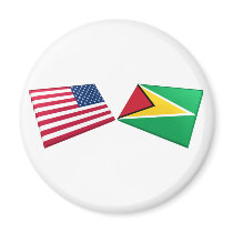 US & Guyana Flags Magnet