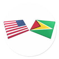 US & Guyana Flags stickers