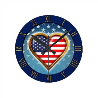 US Heart Round Wallclocks