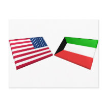 US & Kuwait Flags postcards